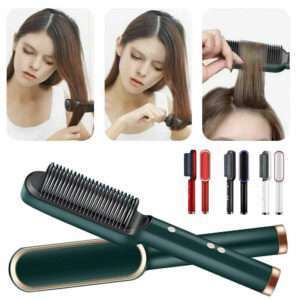 Electric Hair Straightener Brush Iron Hot Comb