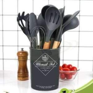 silicone spoons dark grey