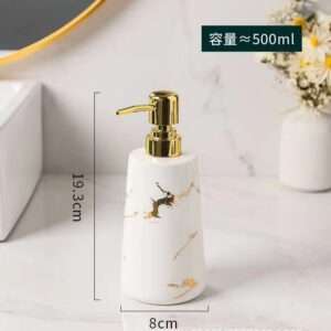 white mable soap dispenser