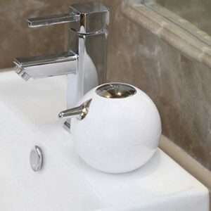 white soap press dispenser