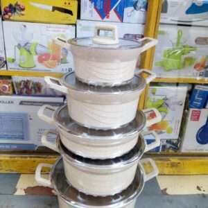 10 pcs granite cookware set white