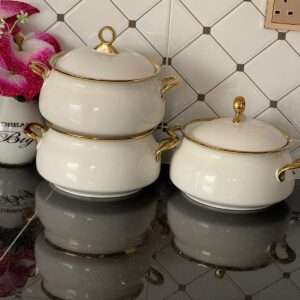 3pcs Gold line serving dish set