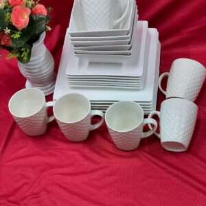24pcs White square Dinner set
